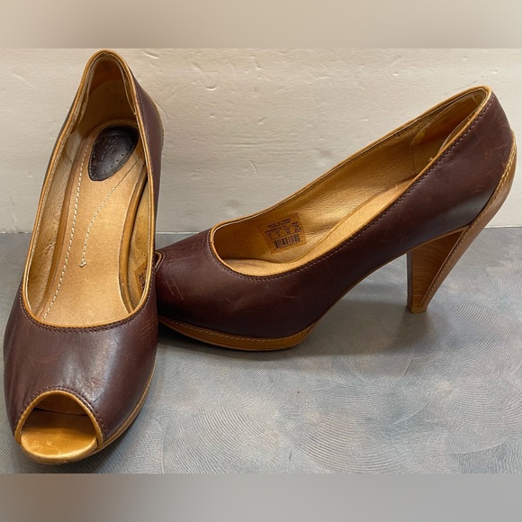 Fossil Womens Peep Toe Trending Distressed Leather Brown Business  Platform 9 - Picture 1 of 12